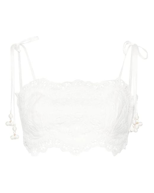 Zimmermann White Embroidered Cotton Bodice