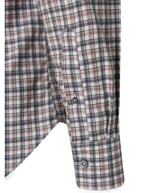 Canali Gray Cotton Plaid Shirt for men
