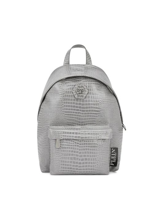 Philipp Plein Gray Top-Handle Leather Backpack for men