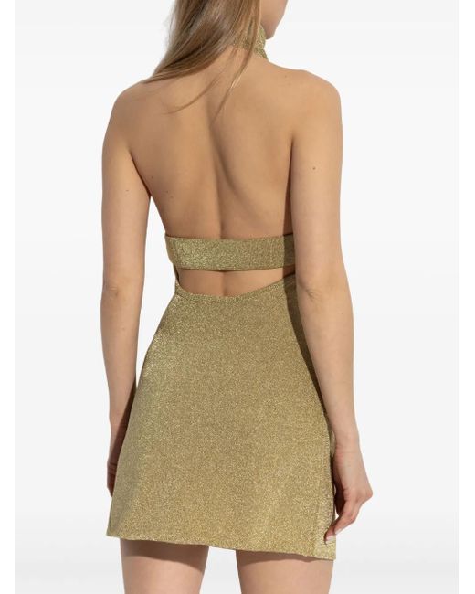 Cult Gaia Green Form-Fitting Mini Dress With Open Back Design