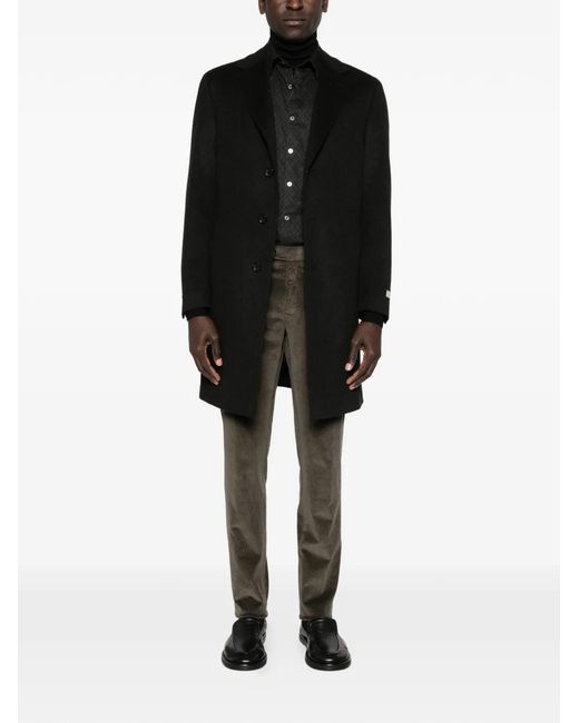 Canali Black Buttoned Coat for men