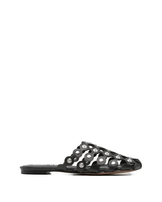 Bibi Lou White Embellished Leather Slippers