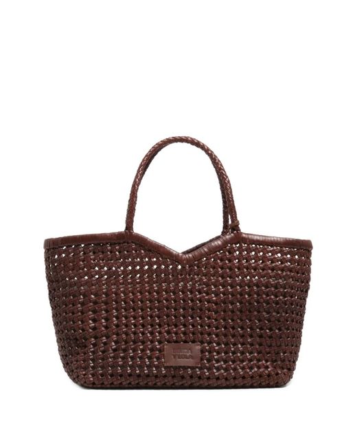 Bimba Y Lola Brown Plaited Leather Tote Bag