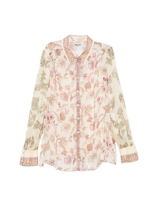 Hemant & Nandita Natural Dani Floral-Buttoned Shirt