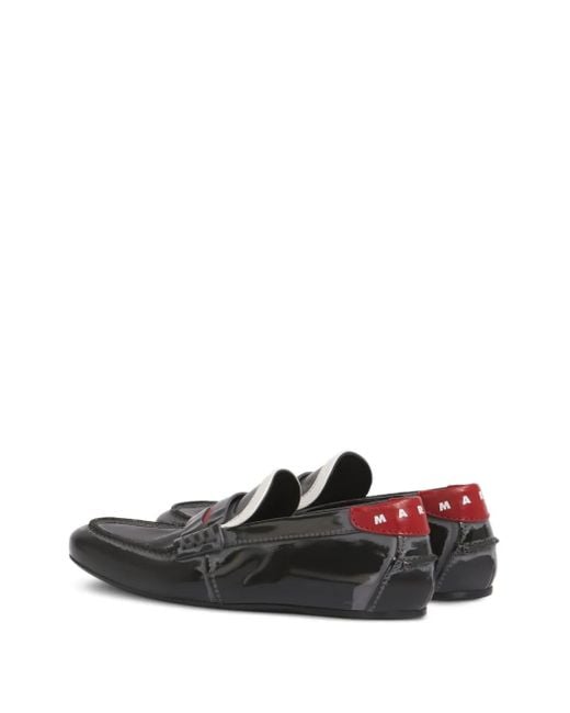 Marni Black Penny-Strap Leather Loafers