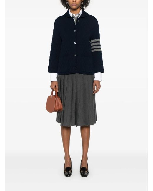 Thom Browne Blue 4 Bar Stripes Quilted Jacket
