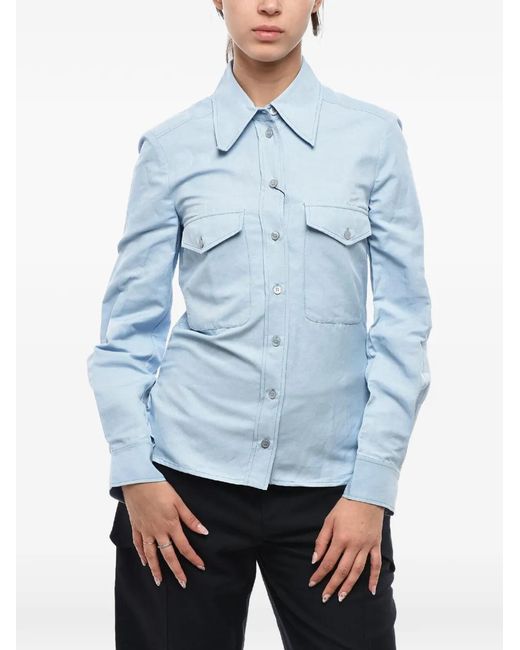 Stella McCartney Blue Zana Linen-Blend Shirt With Side Slits