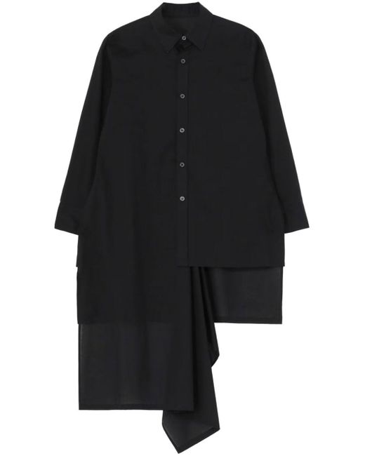 Yohji Yamamoto Black Layered-design Cotton Shirt