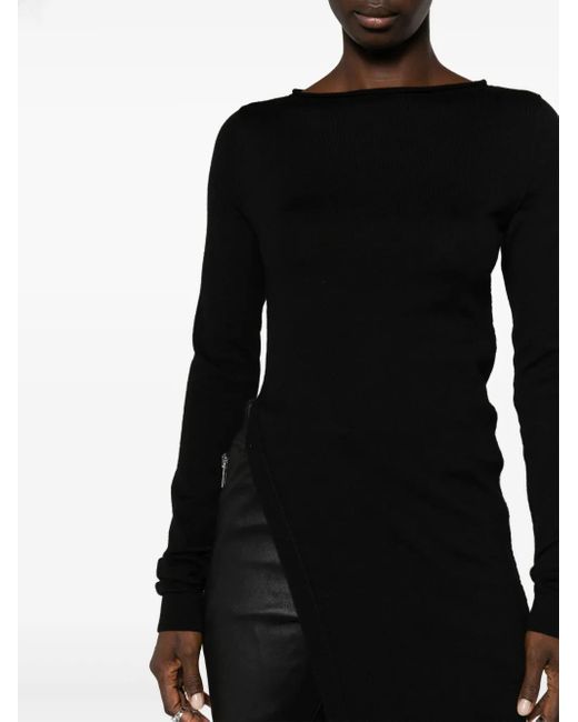 Rick Owens Black Longline Wool Top