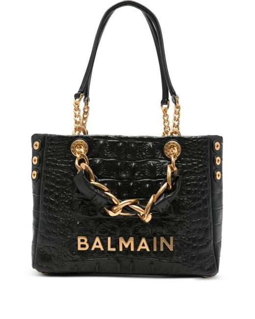 Balmain Shopper Met Krokodillen-Reliëf in het Black