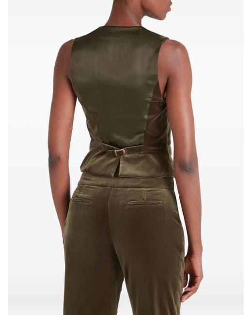 Temperley London Brown Velvet Button Waistcoat