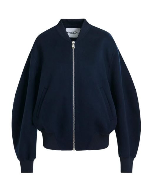 Essentiel Antwerp Blue Zip-Fastening Bomber Jacket