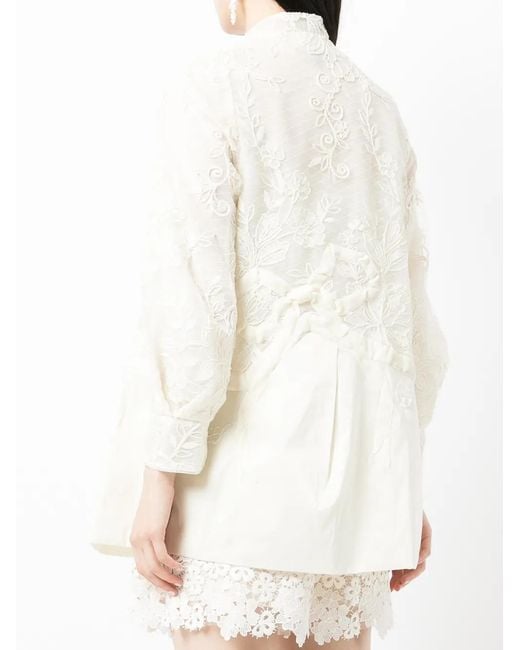 Shiatzy Chen White Embroidered Lace Panel Jacket