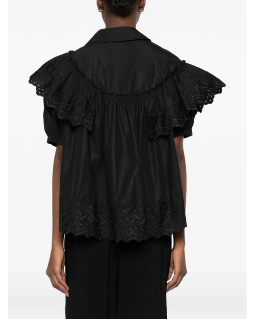 Simone Rocha Black Chemise Sans Manches À Broderie Anglaise