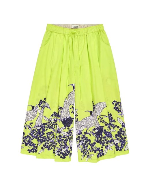 Psophia Yellow Floral-Print Palazzo Trousers