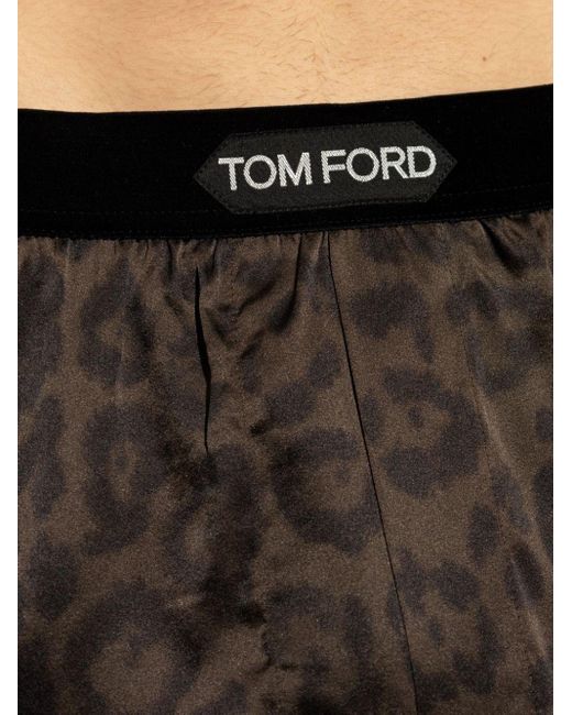 Tom Ford Black Leopard-print Logo-waistband Boxers for men