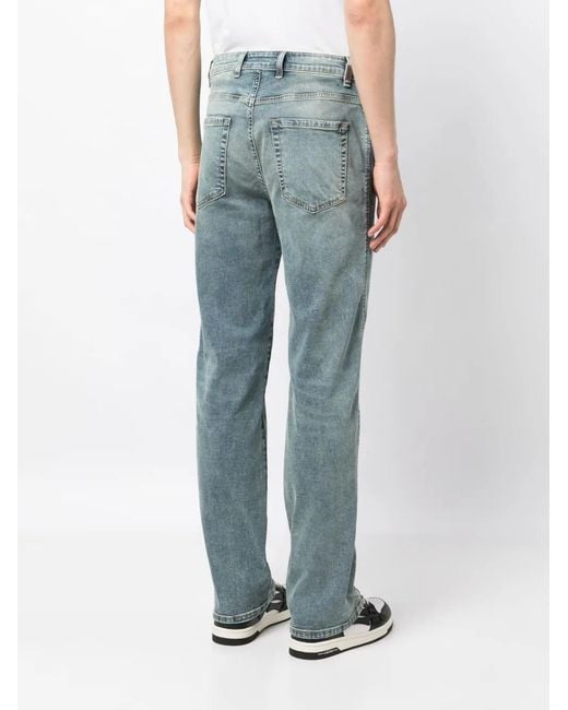 Represent Blue Mid-Rise Straight-Leg Jeans for men