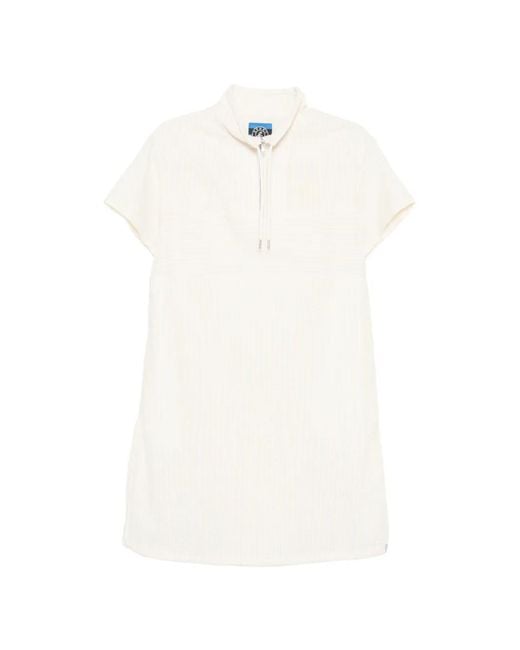 SPORT b. by agnès b. White Seersucker Half-Zip Mini Dress
