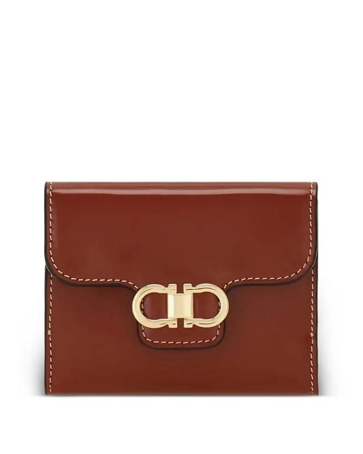 Ferragamo Brown Gancini Compact Wallet