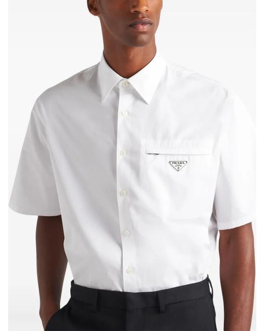 Prada White Cotton Short-Sleeve Shirt for men