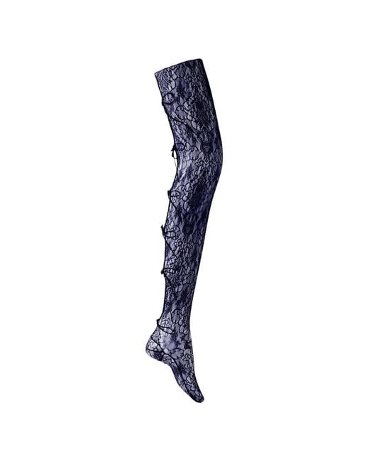 PAULINE DUJANCOURT Blue Floral-Lace Tights