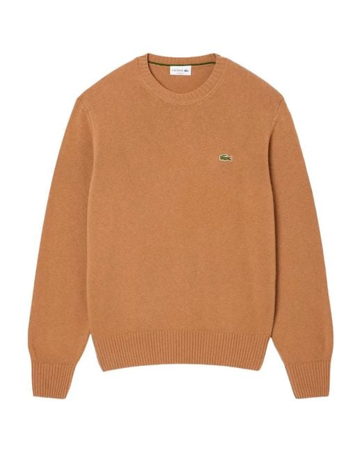 Lacoste Brown Logo Crew-Neck Sweater for men