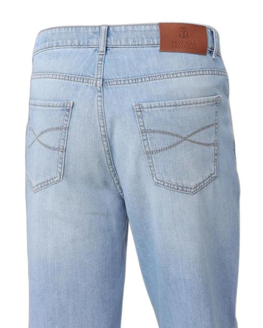 Brunello Cucinelli Blue Straight-Leg Jeans for men
