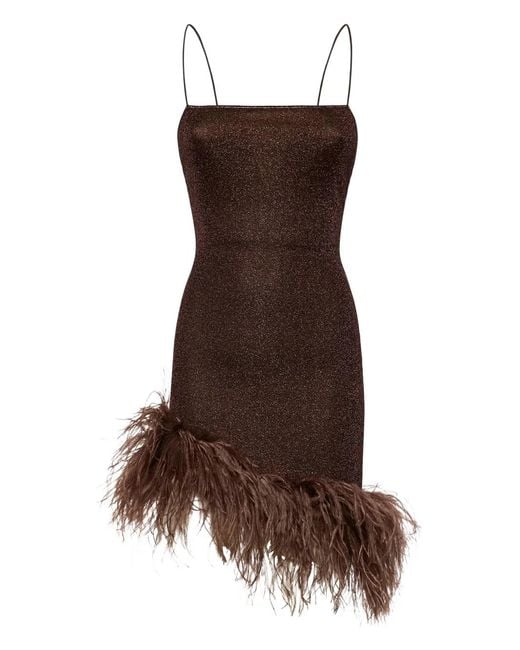 Oseree Brown Lumière Plumage Mini Dress