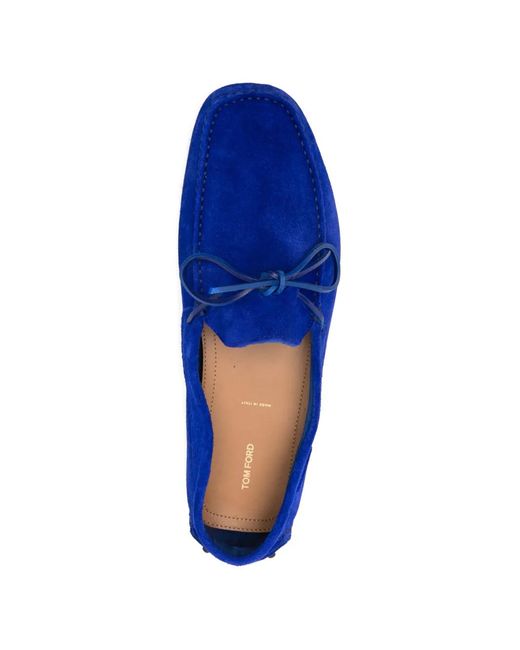 Tom Ford Blue Tie Suede Loafers for men