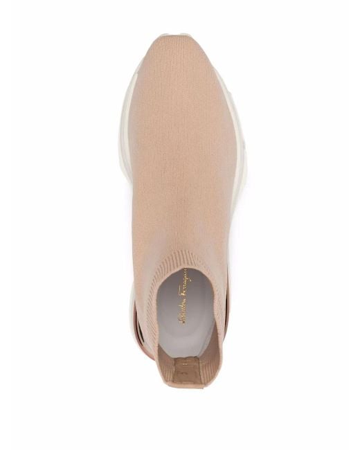 Ferragamo Pink Metallic Heel-Counter Sneakers