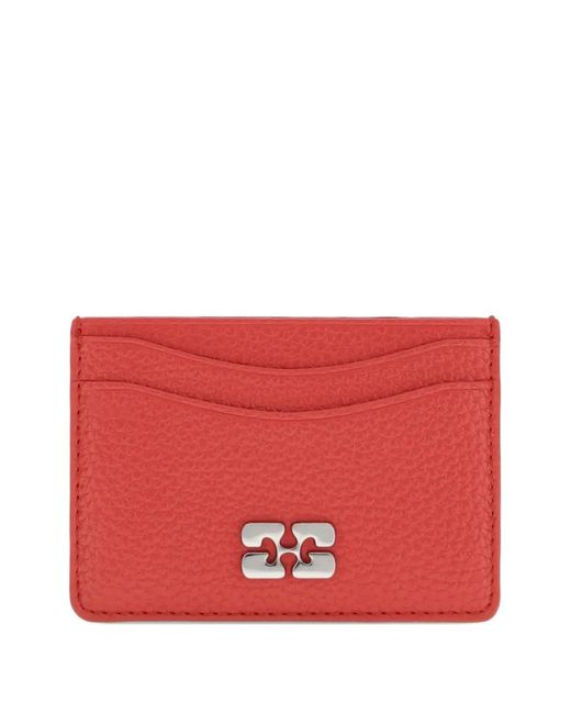 Ganni Red Bou Grained Card Holder