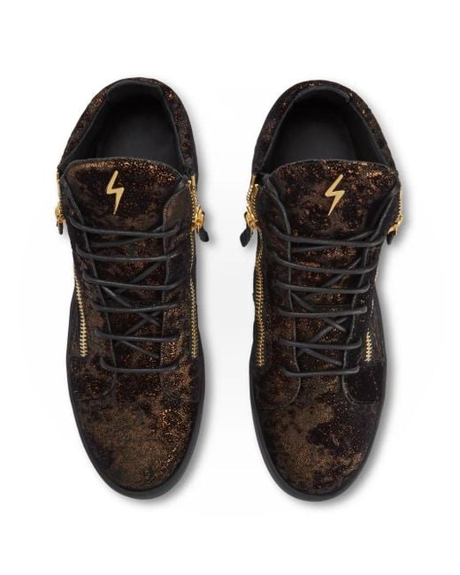 Giuseppe Zanotti Brown Kriss Leather Mid-Top Sneakers for men