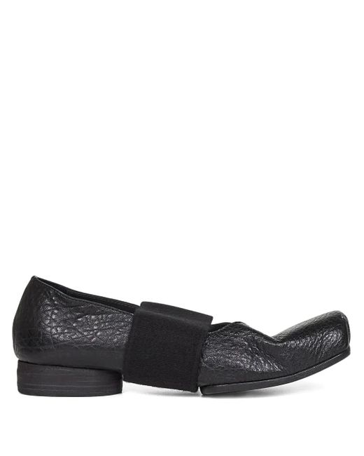 Uma Wang Black Ballerinas aus strukturiertem Leder mit Stretchbund
