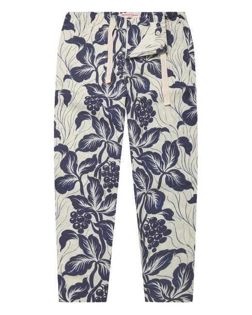 Orlebar Brown Blue Alex Floral-Print Linen Trousers for men