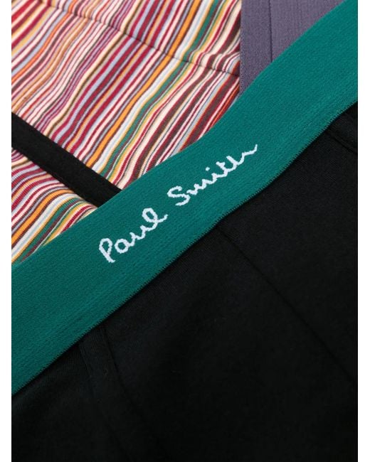 Paul Smith Black Logo-Waistband Striped Boxer Briefs (Pack Of Three) for men