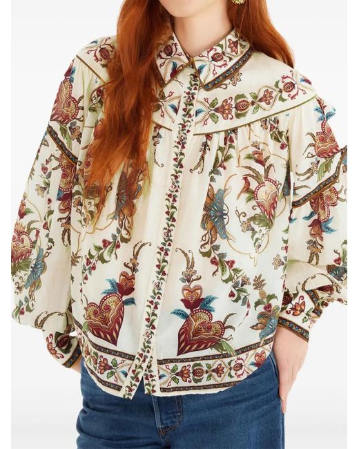 Farm Rio Brown Floral Print Blouse