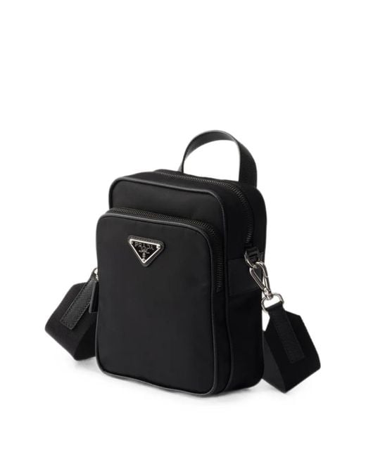 Prada Black Re-Nylon And Saffiano Leather Shoulder Bag for men
