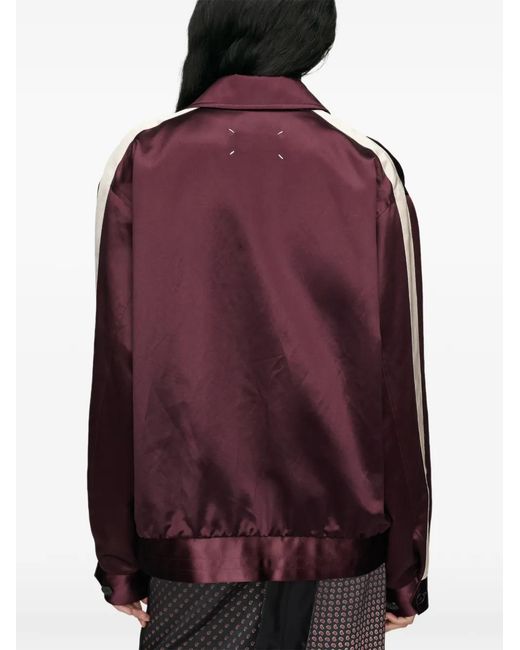 Maison Margiela Purple Stripe-Detail Satin Bomber Jacket