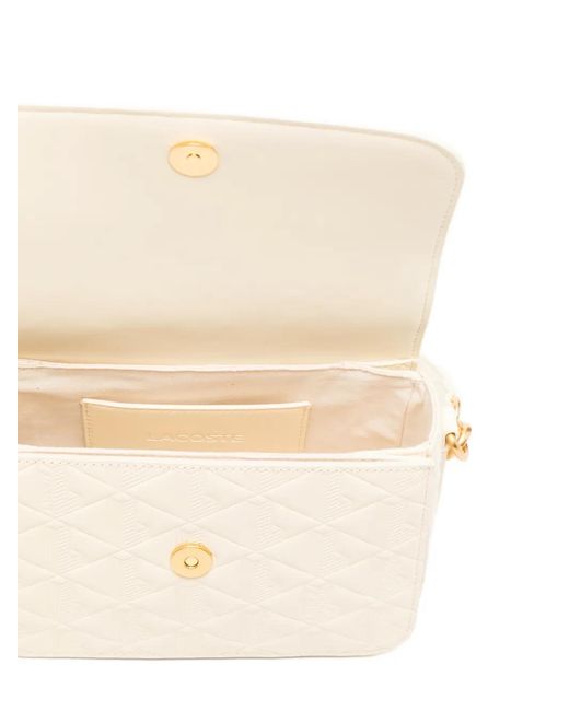 Lacoste White Monogram-Embossed Shoulder Bag