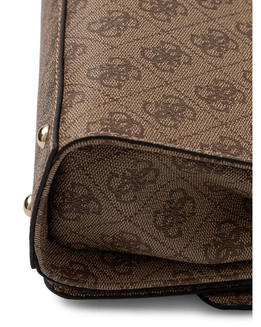 Guess Brown Satchel-Tasche Mit Muster