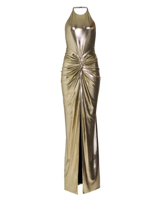retroféte Anida Avondjurk Met Split in het Metallic
