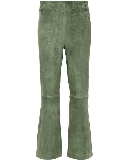 Arma Green Ferrara Suede Cropped Trousers