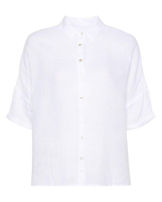 120% Lino White Broderie-anglaise Linen Shirt