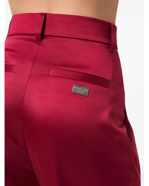 Philipp Plein Red Satin Dame-Fit Trousers