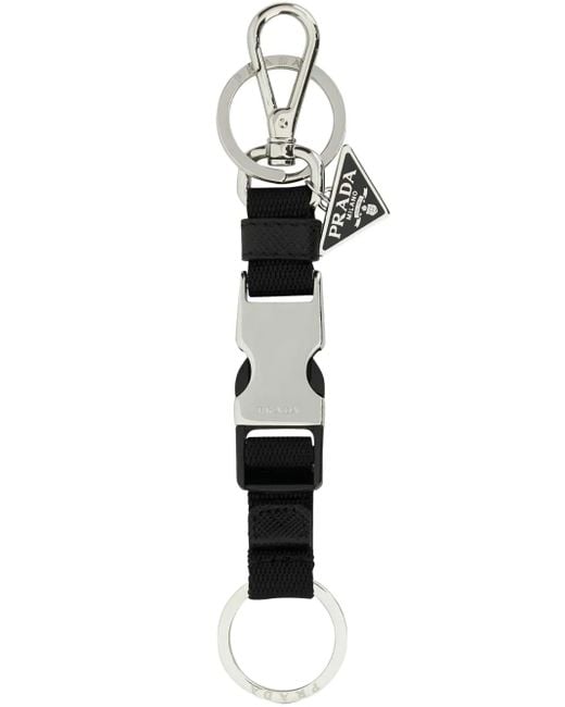 Llavero con logo grabado Prada de hombre de color White