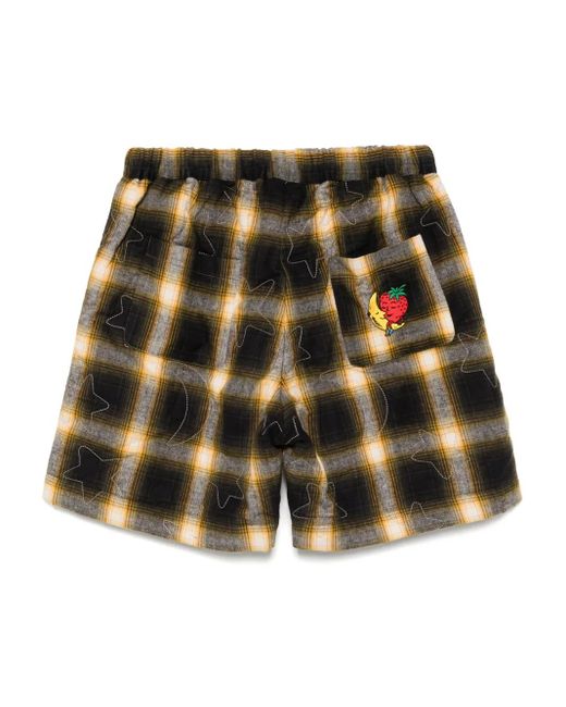 Sky High Farm Yellow Checked Padded Shorts for men