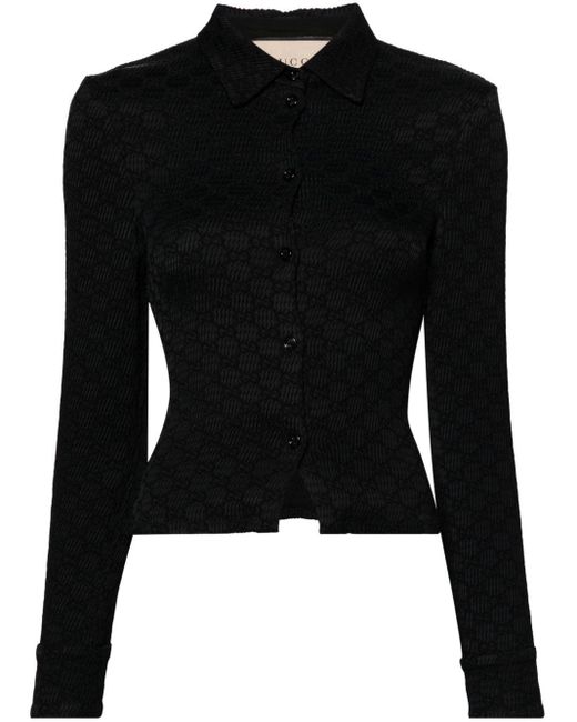 Gucci Black Jacquard-Hemd mit Knitteroptik