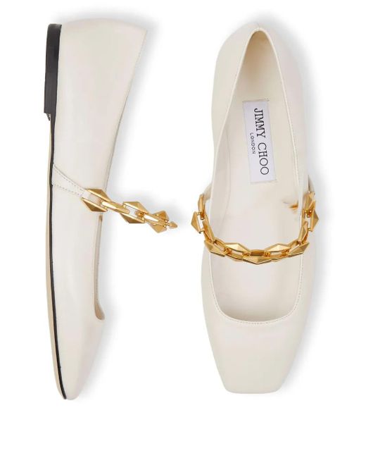 Jimmy Choo Diamond Tilda Leren Ballerina's in het White