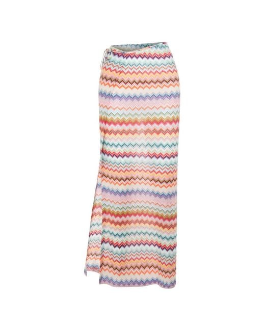 Missoni White Zigzag-Pattern Pareo Maxi Skirt