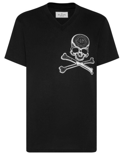 T-shirt en coton à imprimé tête de mort Philipp Plein pour homme en coloris Black